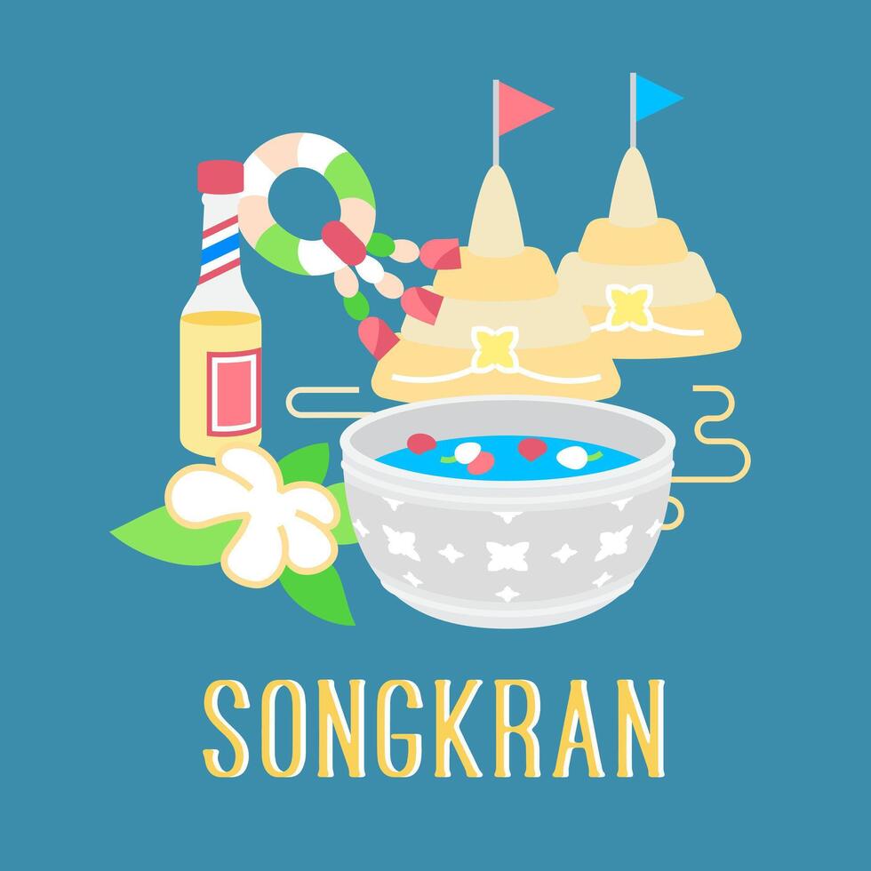 songkran Tailândia água festival celebração decoração vetor