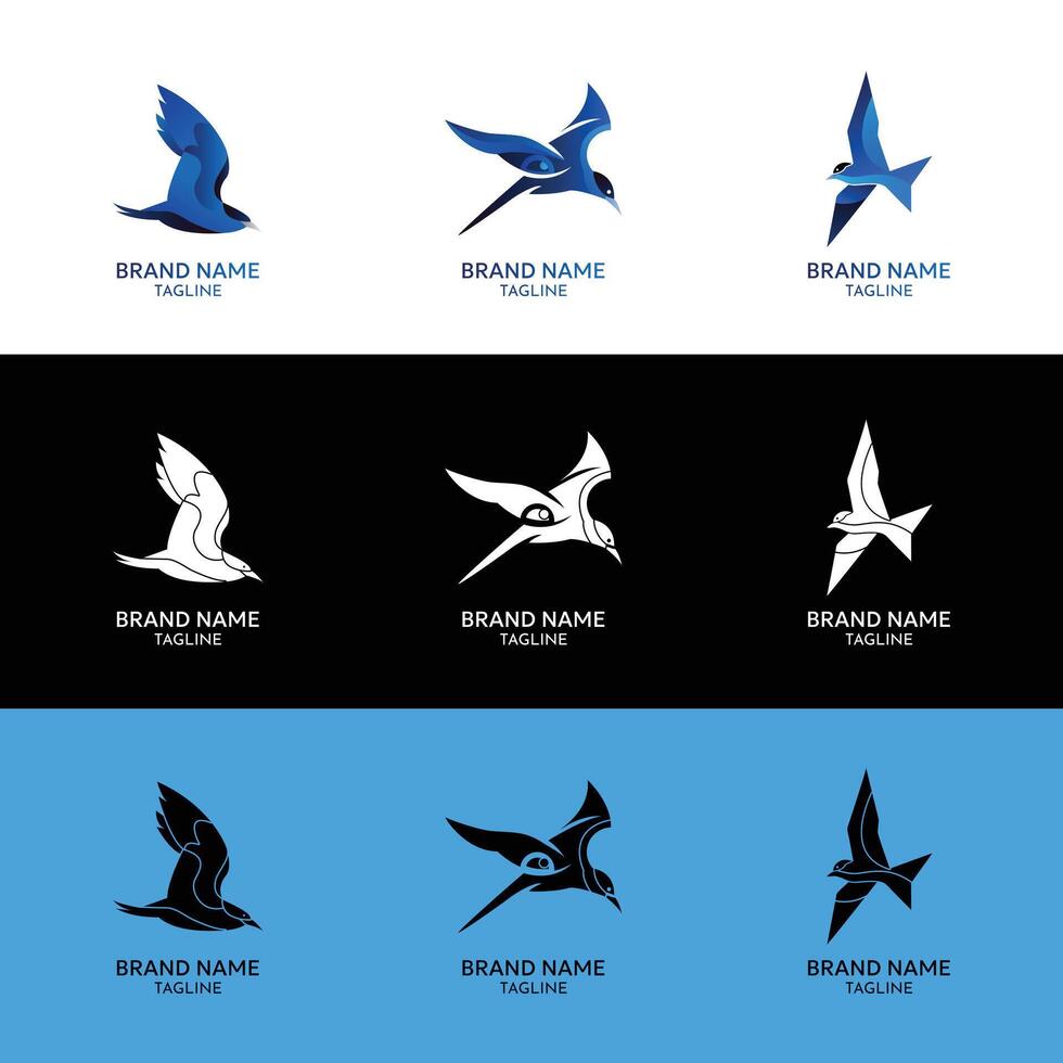 azul pássaro logotipo coleção vetor