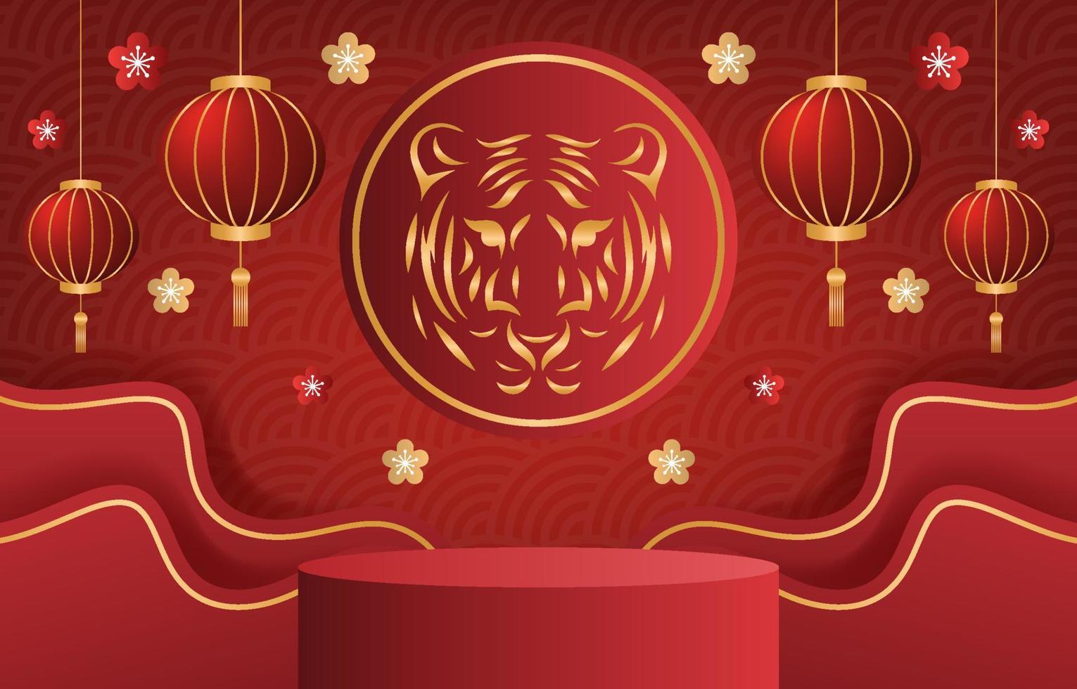 ano novo chinês do fundo do tigre vetor