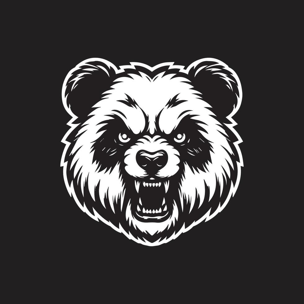 grisalho Urso cabeça vetor ilustração isolado em Preto fundo.