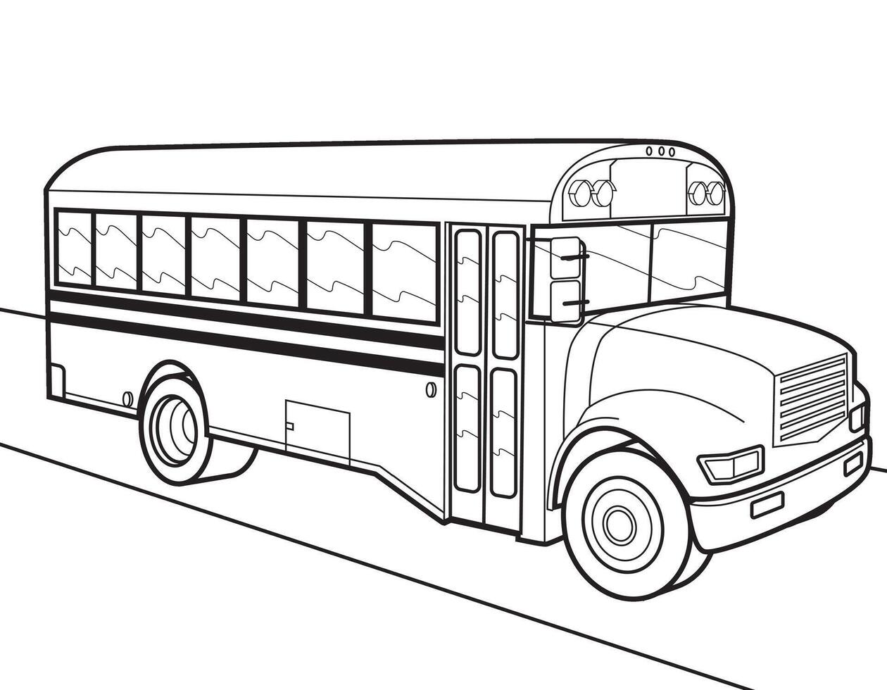 desenho animado ônibus ilustração. vetor ônibus ilustração para coloração livro