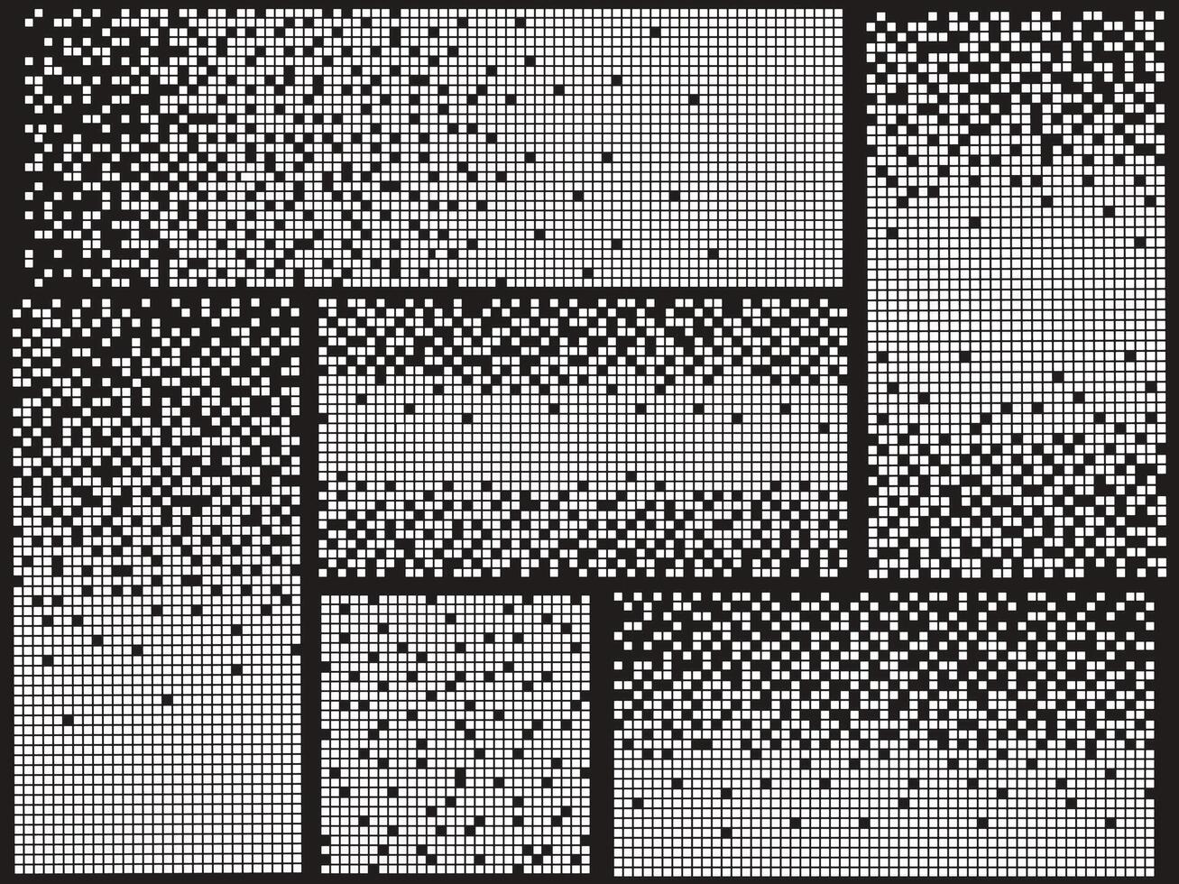 conjunto do abstrato pixel gradiente desatado horizontal fundo. decair efeito. disperso pontilhado padronizar. conceito do desintegração. vetor