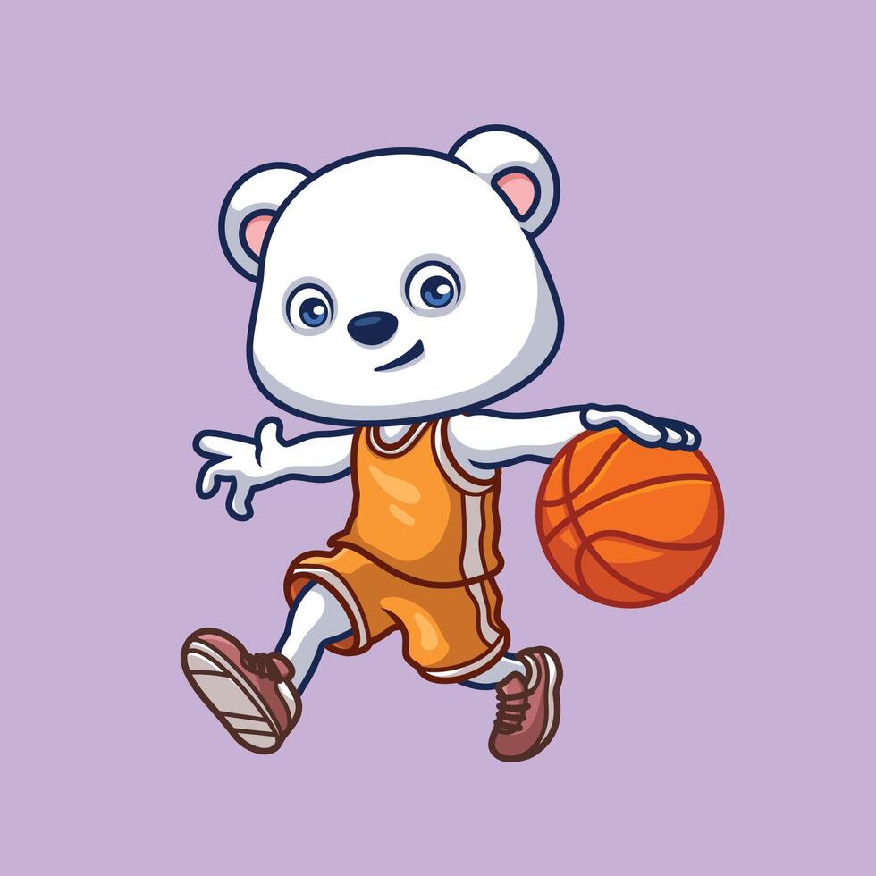 basquetebol polar Urso desenho animado vetor