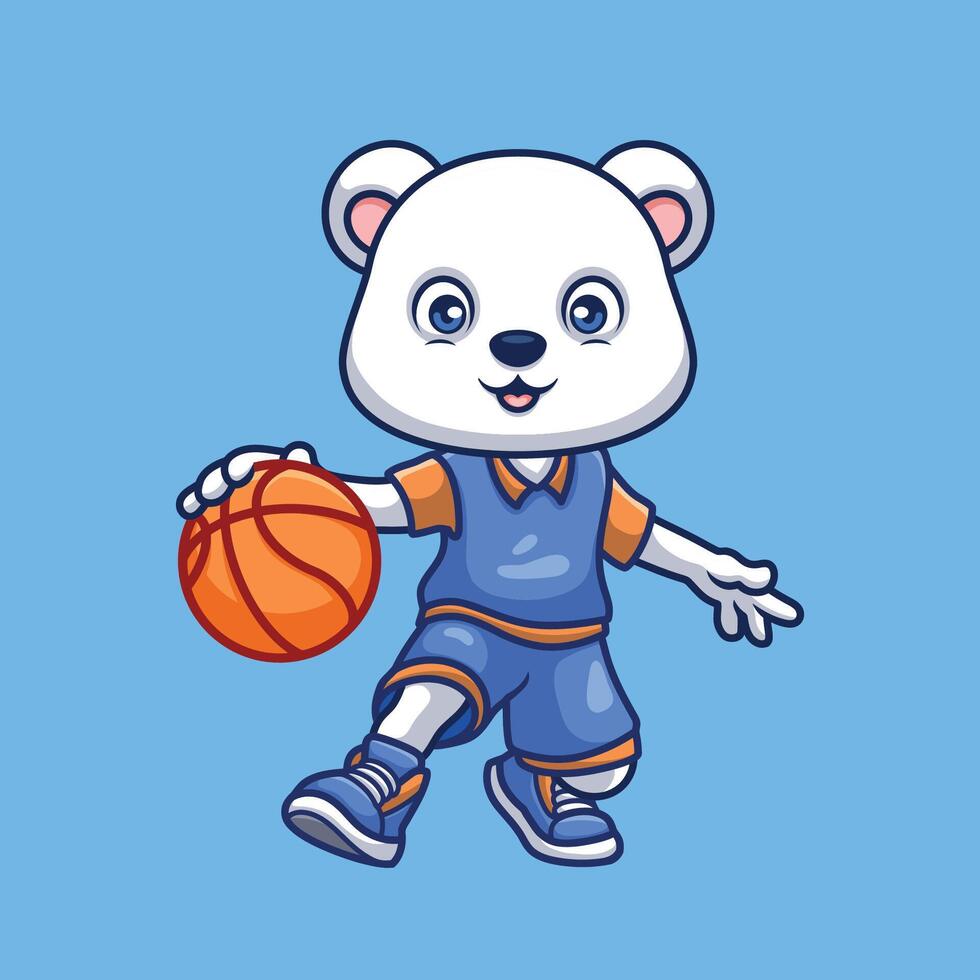 basquetebol polar Urso desenho animado vetor