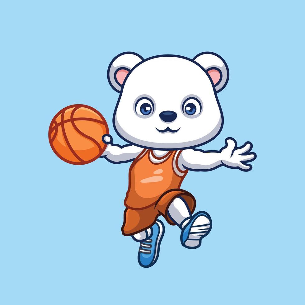 basquetebol polar Urso desenho animado vetor