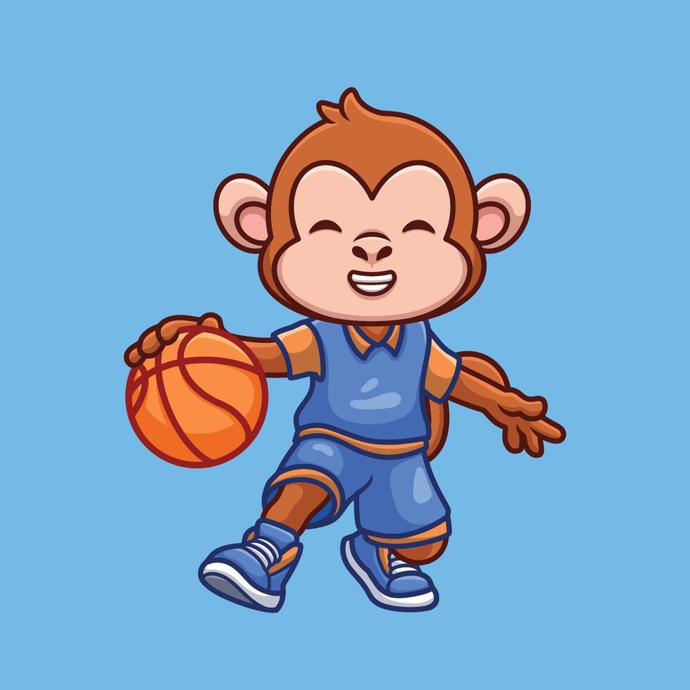 basquetebol macaco fofa desenho animado vetor