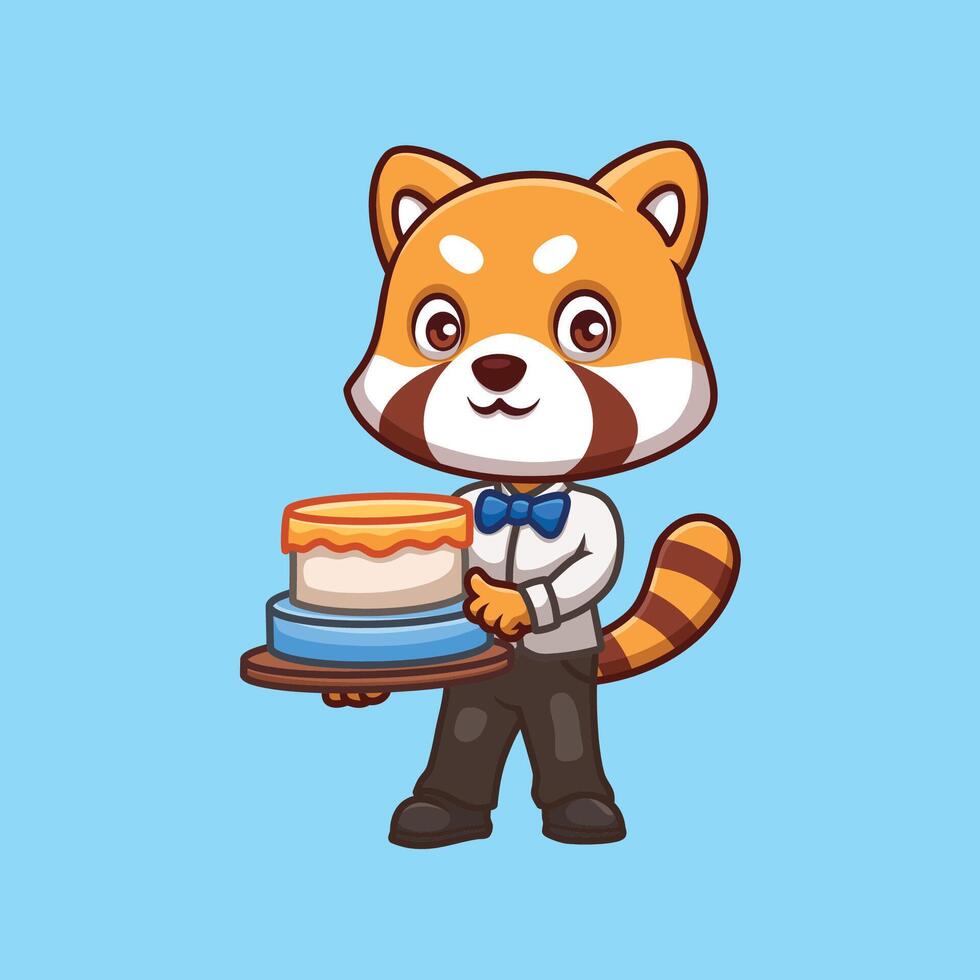 aniversário vermelho panda desenho animado vetor