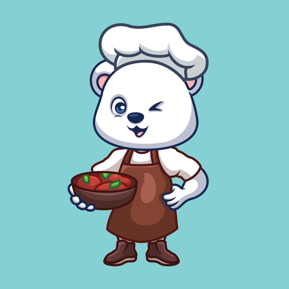 chefe de cozinha polar Urso fofa desenho animado vetor