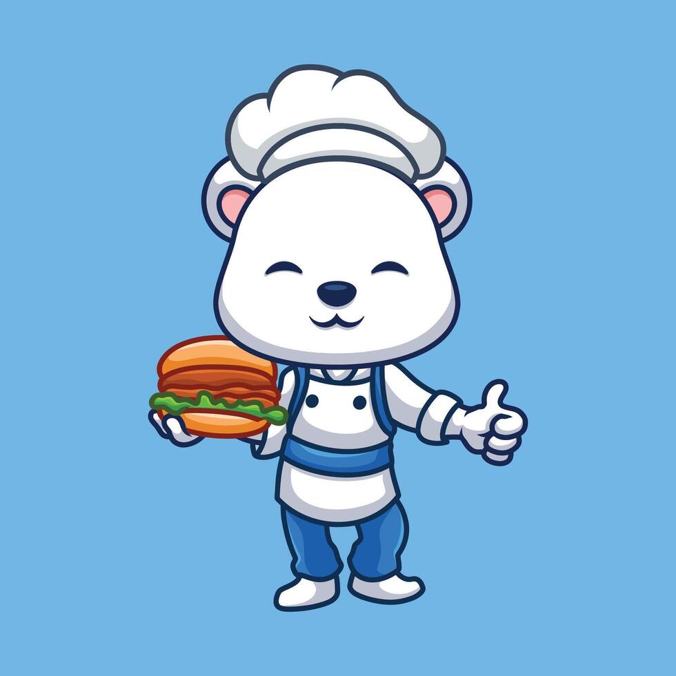 chefe de cozinha polar Urso fofa desenho animado vetor