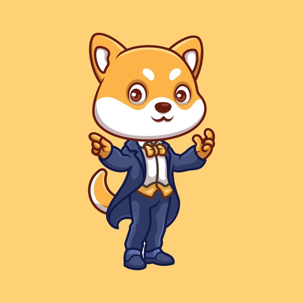 mágico Shiba inu fofa desenho animado vetor