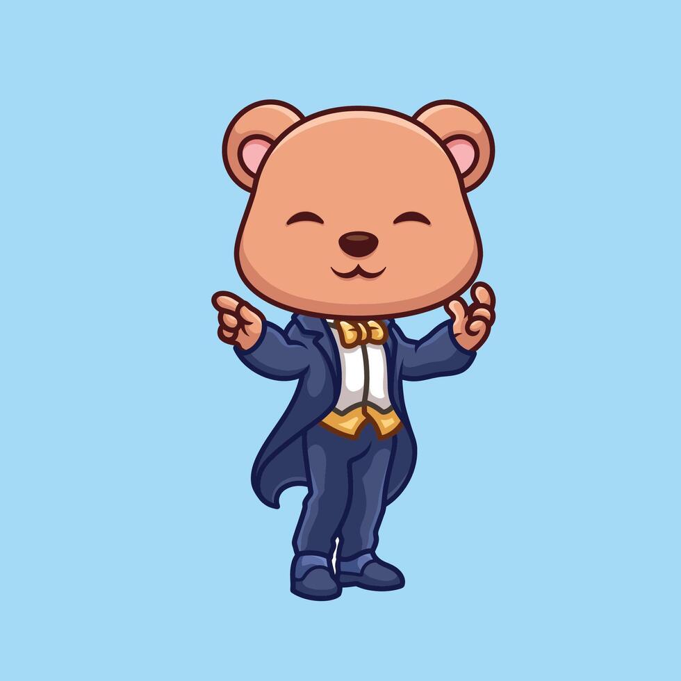 mágico Urso fofa desenho animado personagem vetor