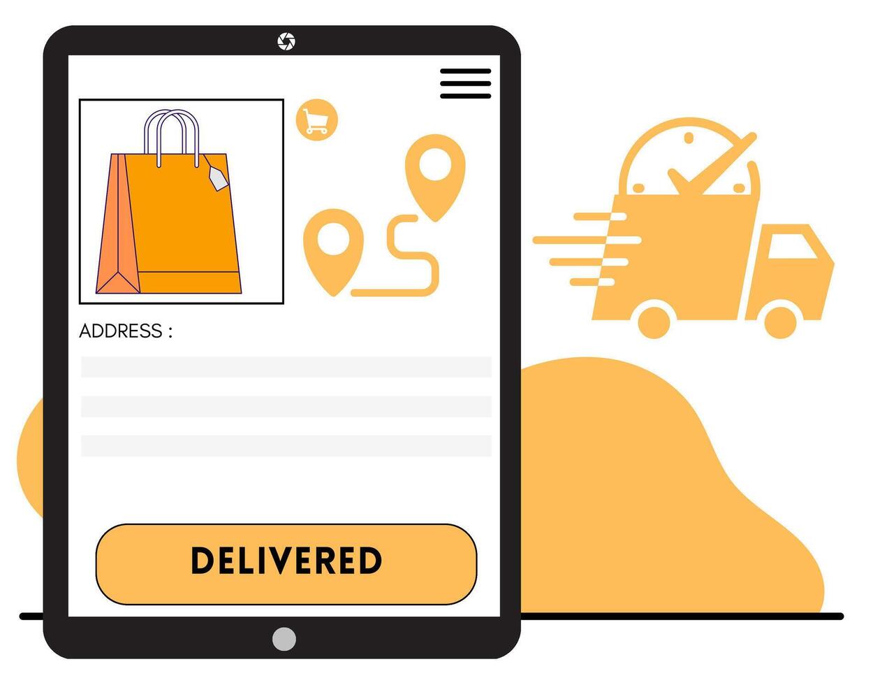 conectados fazer compras pacote Entrega página dentro aplicativo vetor ilustração