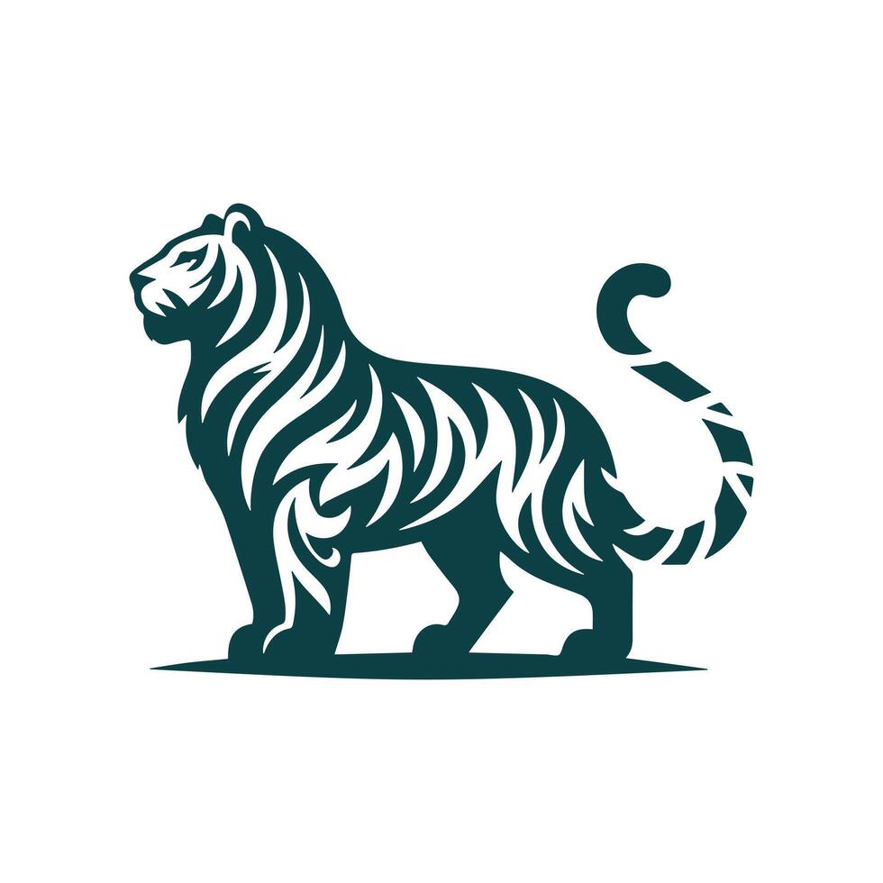 ilustração vetorial de design de logotipo de tigre rugindo vetor