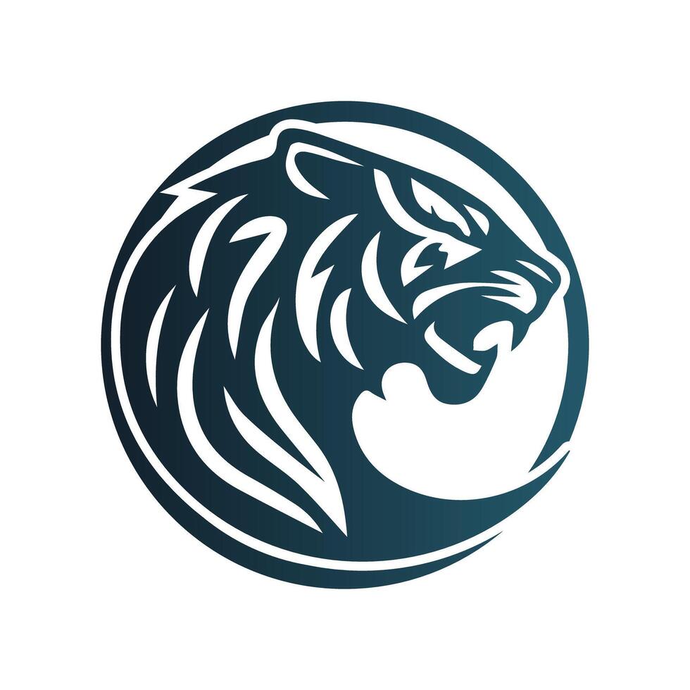 ilustração vetorial de design de logotipo de tigre rugindo vetor