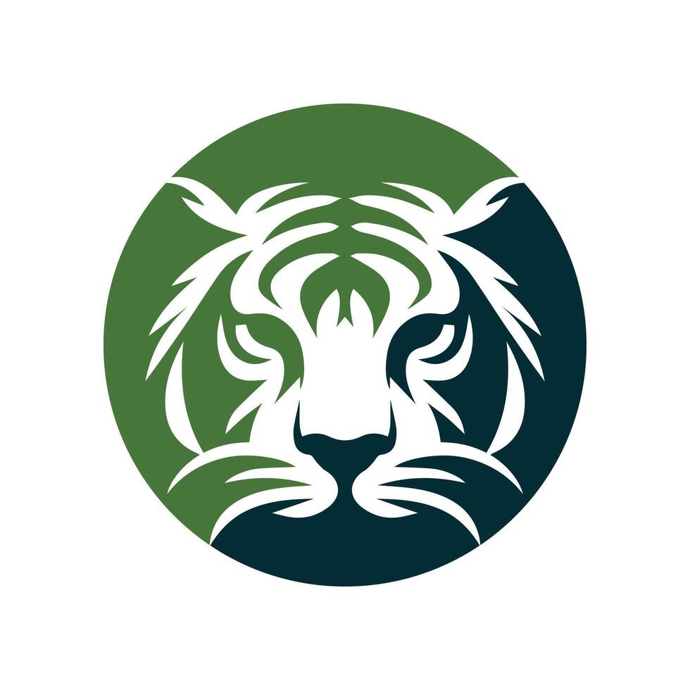 ilustração vetorial de design de logotipo de tigre rugindo vetor