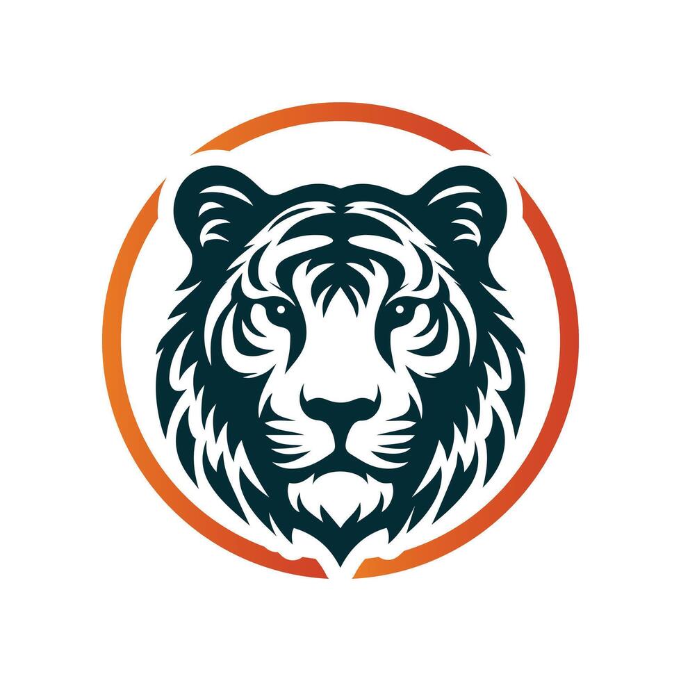 ilustração vetorial de design de logotipo de tigre rugindo vetor