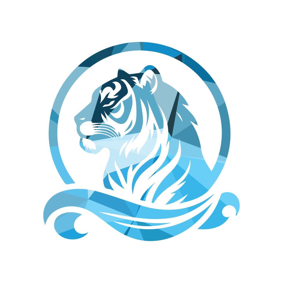 ilustração vetorial de design de logotipo de tigre rugindo vetor