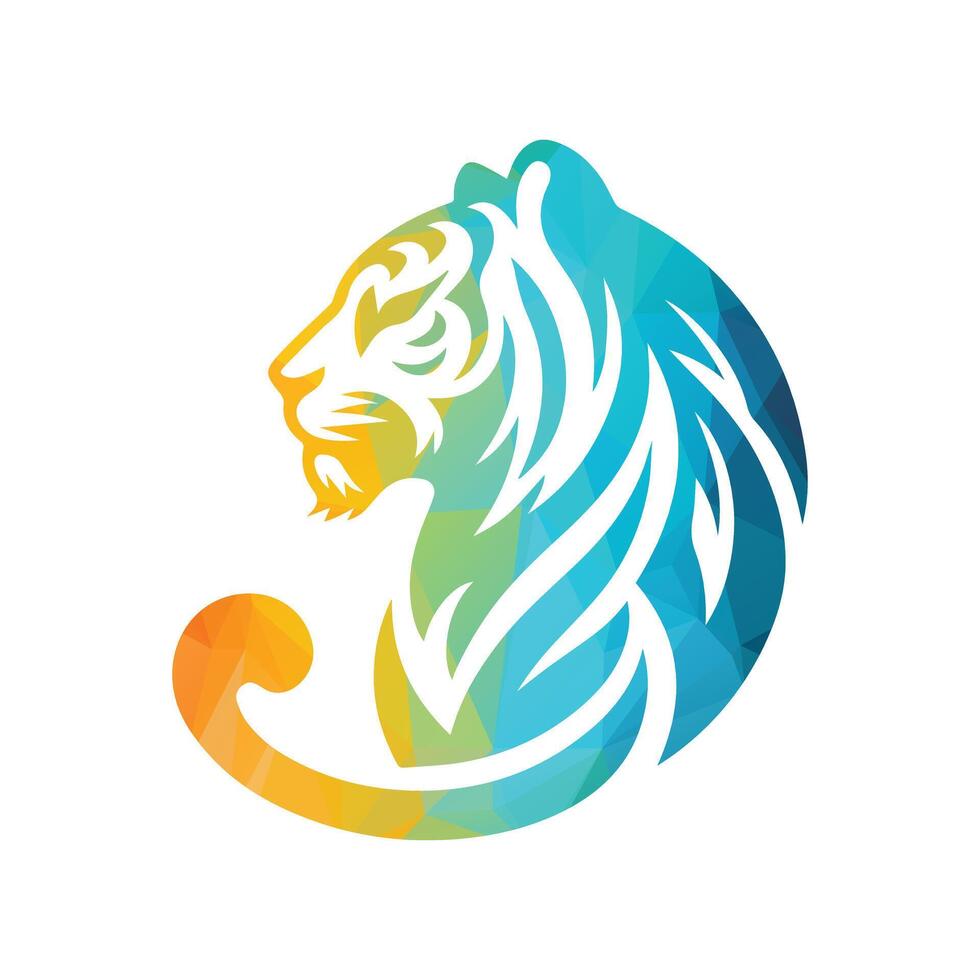 ilustração vetorial de design de logotipo de tigre rugindo vetor