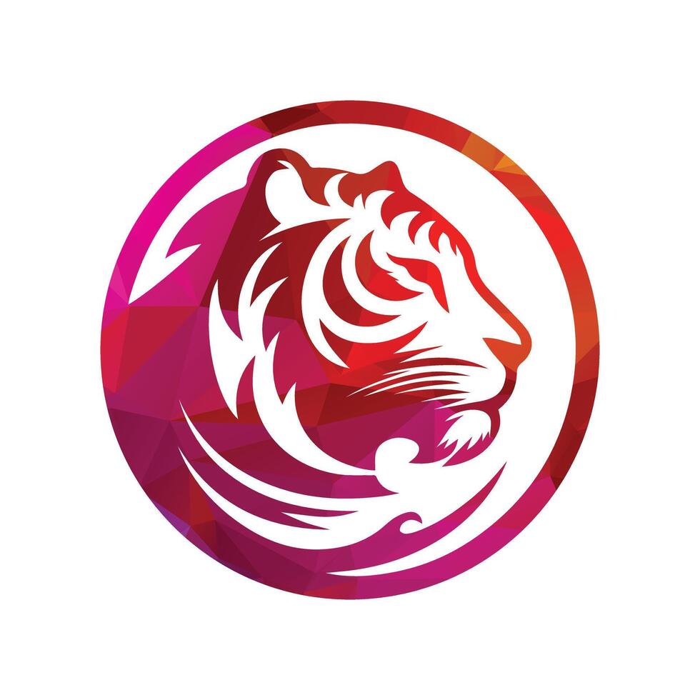 ilustração vetorial de design de logotipo de tigre rugindo vetor