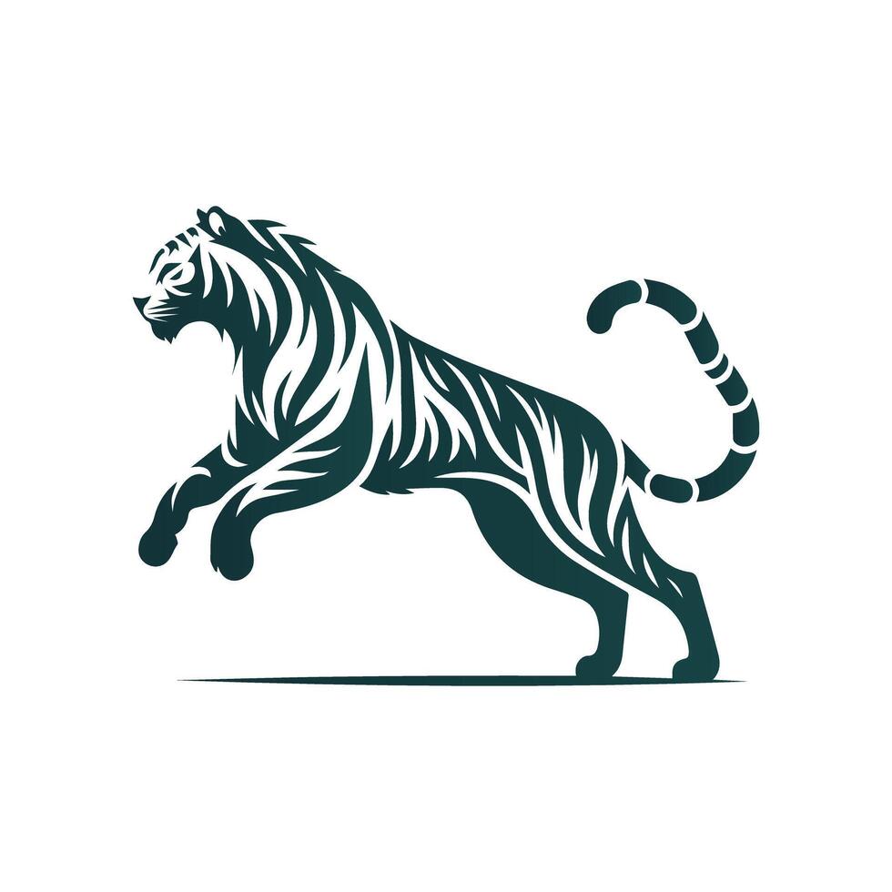 ilustração vetorial de design de logotipo de tigre rugindo vetor