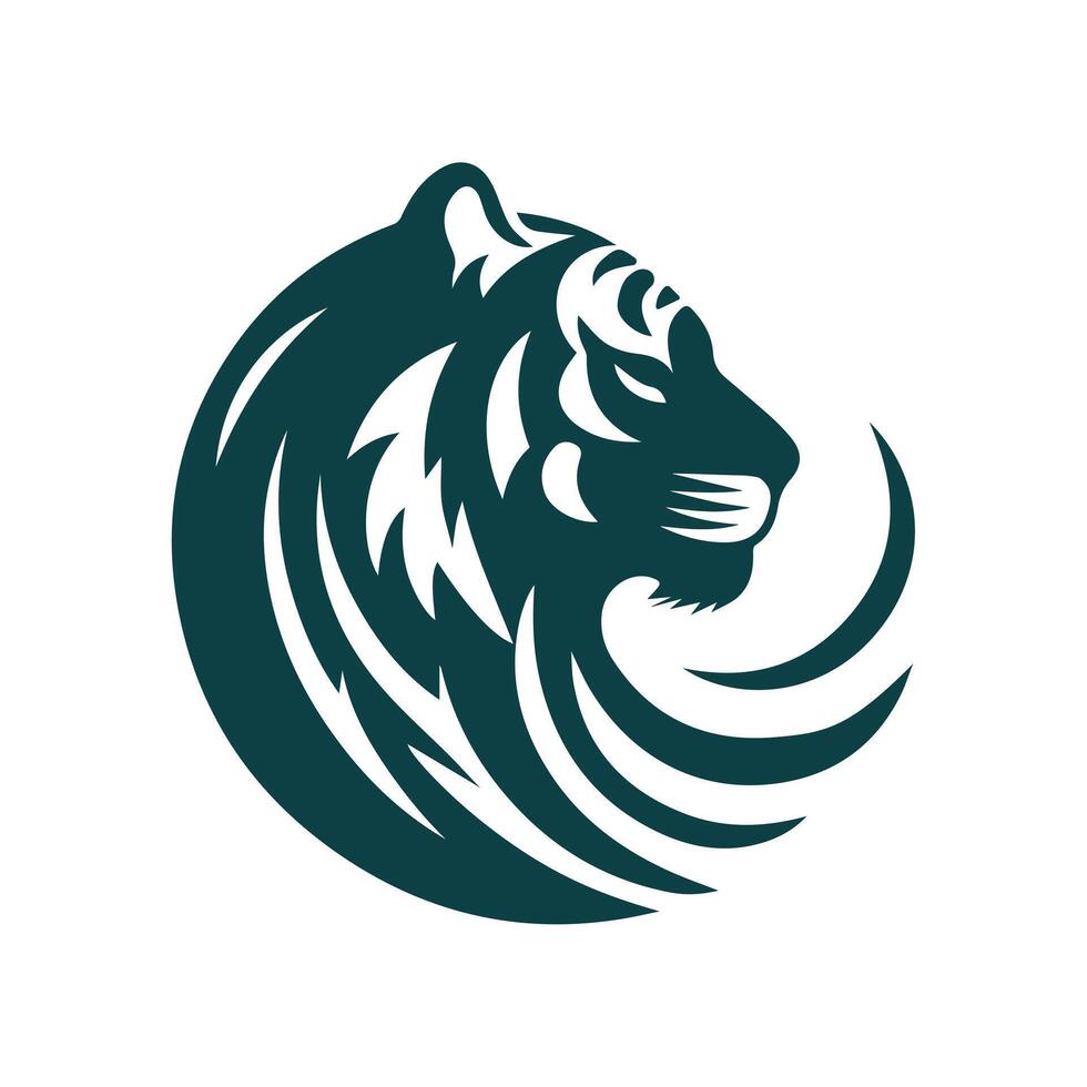 ilustração vetorial de design de logotipo de tigre rugindo vetor