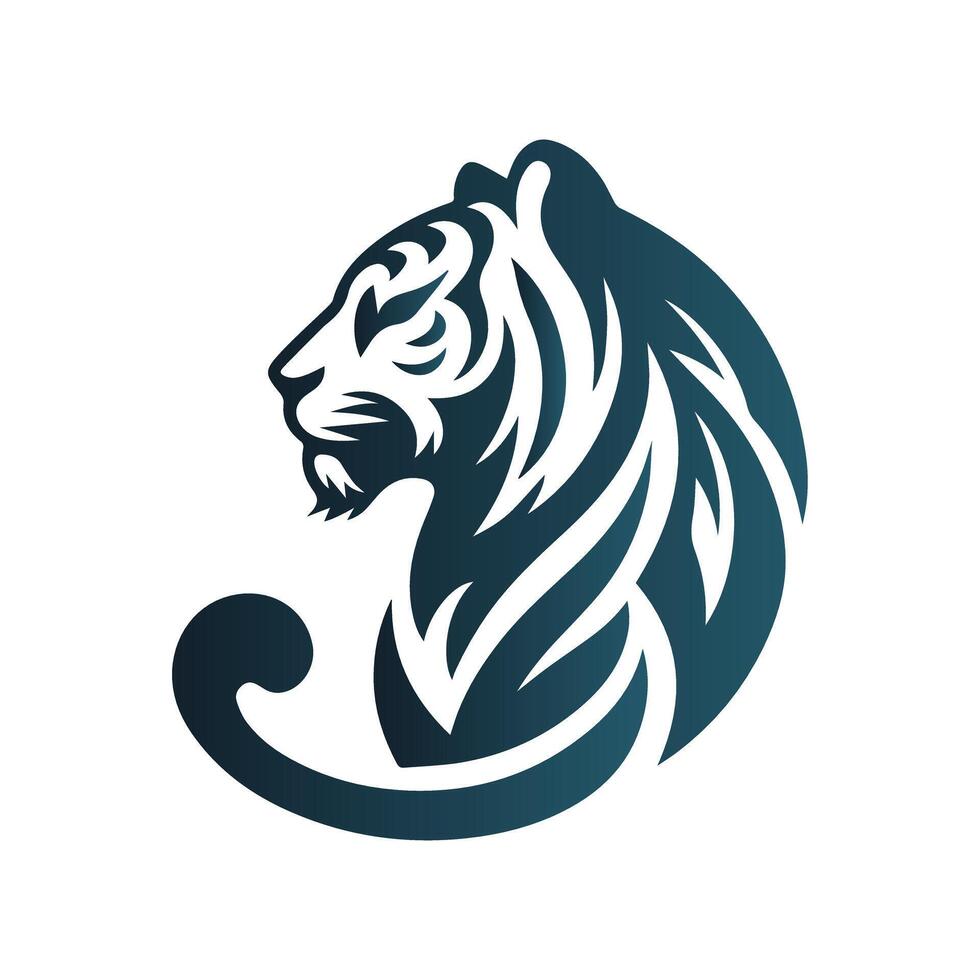 ilustração vetorial de design de logotipo de tigre rugindo vetor