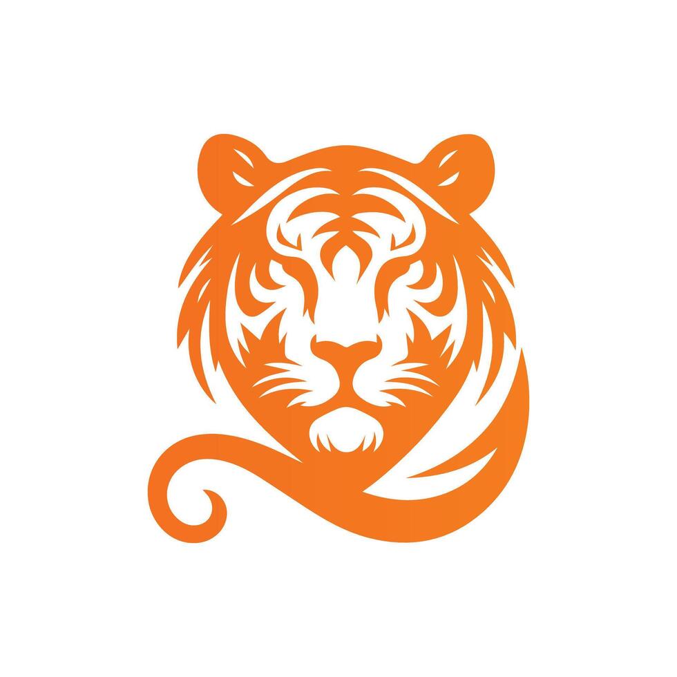 ilustração vetorial de design de logotipo de tigre rugindo vetor