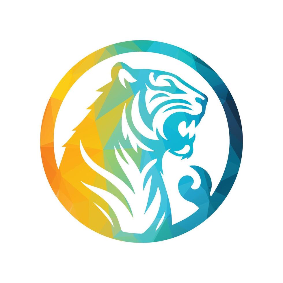 ilustração vetorial de design de logotipo de tigre rugindo vetor