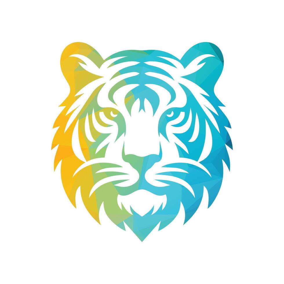 ilustração vetorial de design de logotipo de tigre rugindo vetor