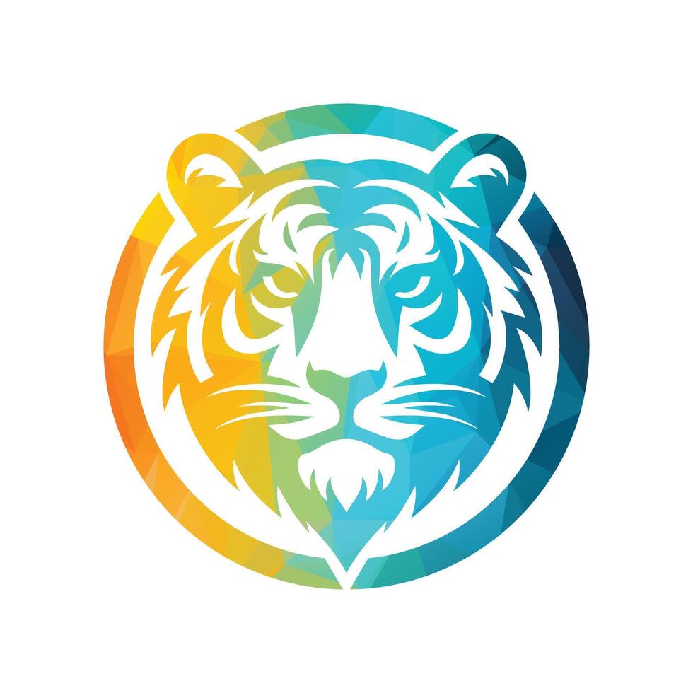 ilustração vetorial de design de logotipo de tigre rugindo vetor