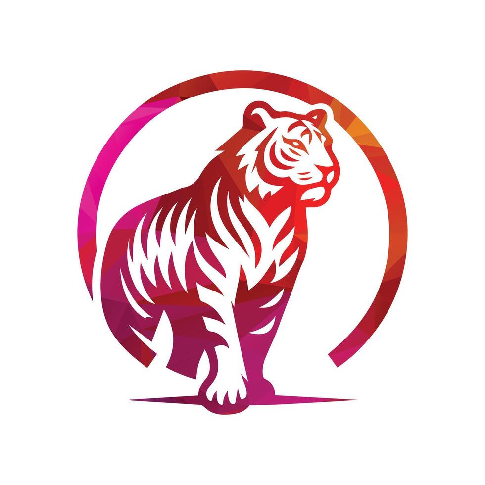 ilustração vetorial de design de logotipo de tigre rugindo vetor