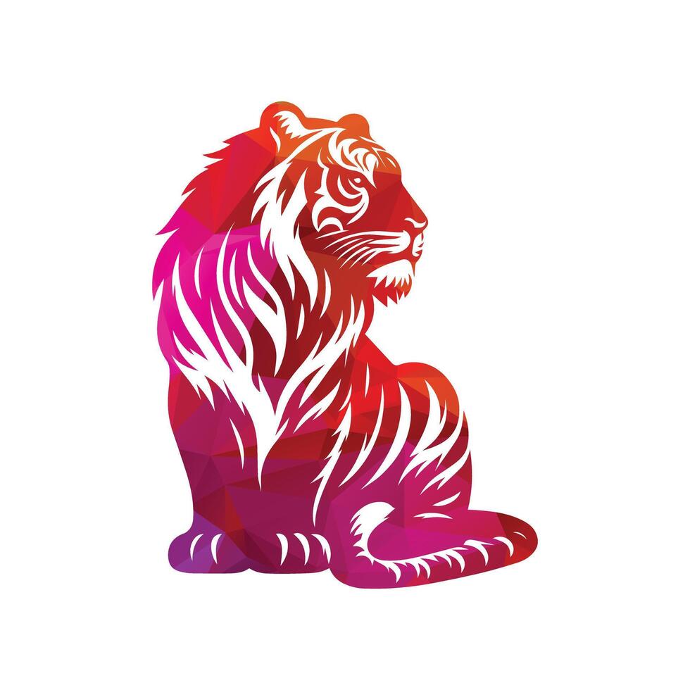 ilustração vetorial de design de logotipo de tigre rugindo vetor