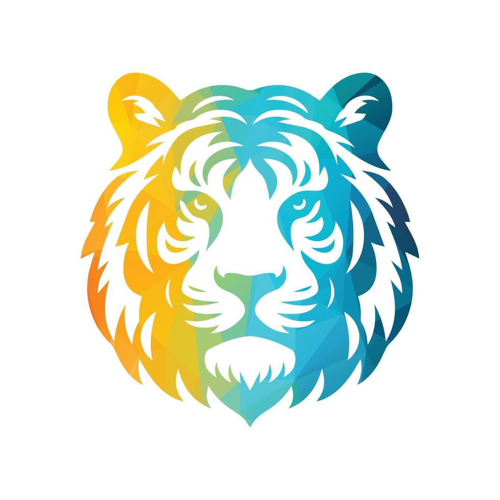 ilustração vetorial de design de logotipo de tigre rugindo vetor