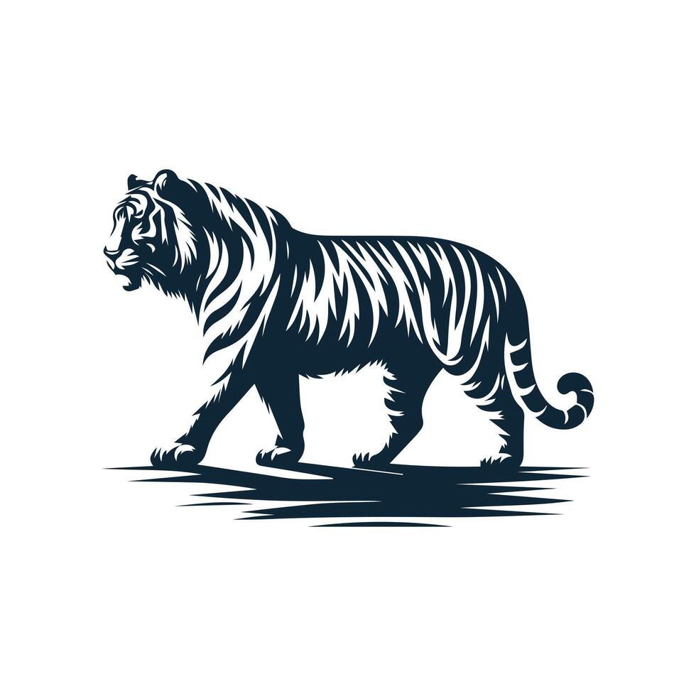 ilustração vetorial de design de logotipo de tigre rugindo vetor