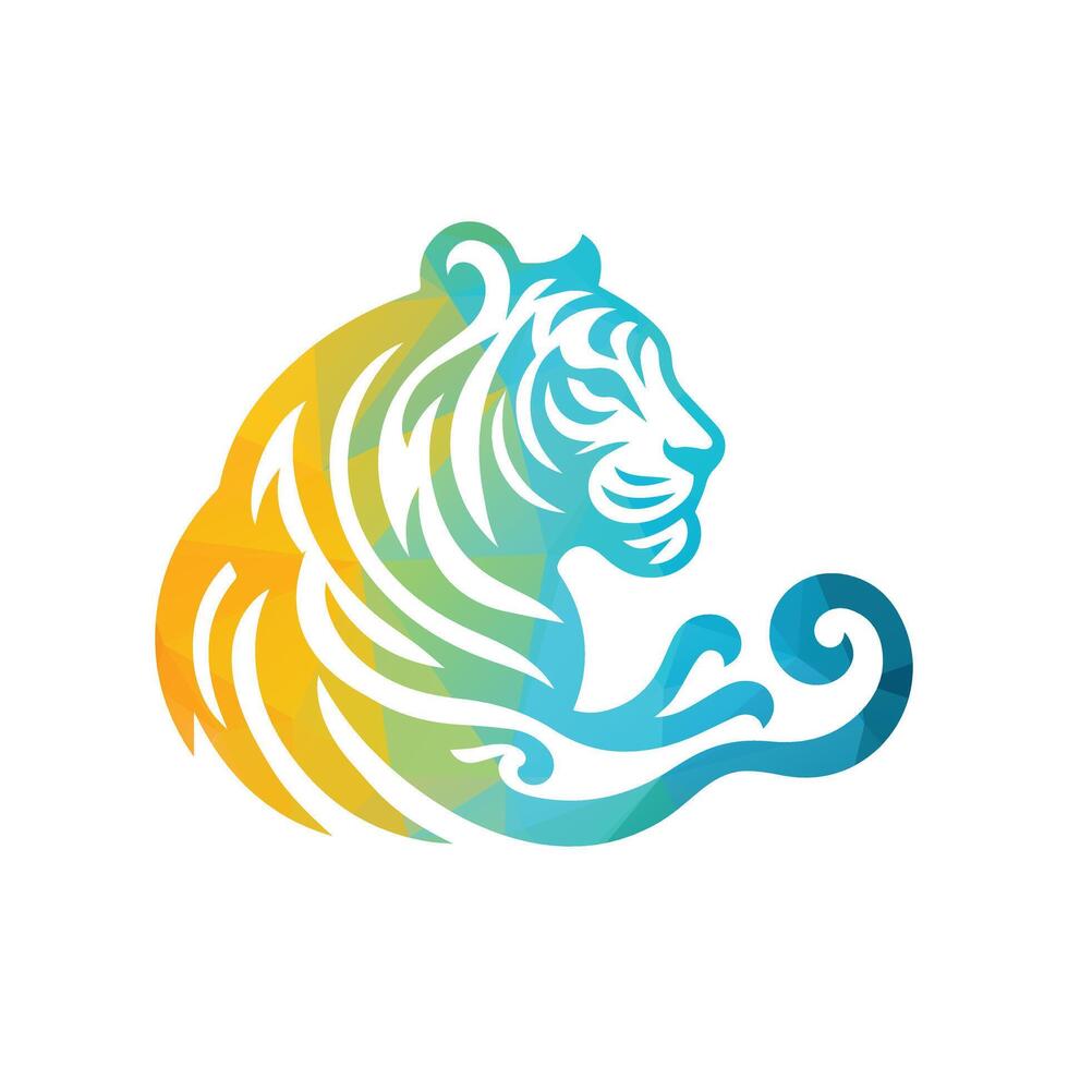 ilustração vetorial de design de logotipo de tigre rugindo vetor