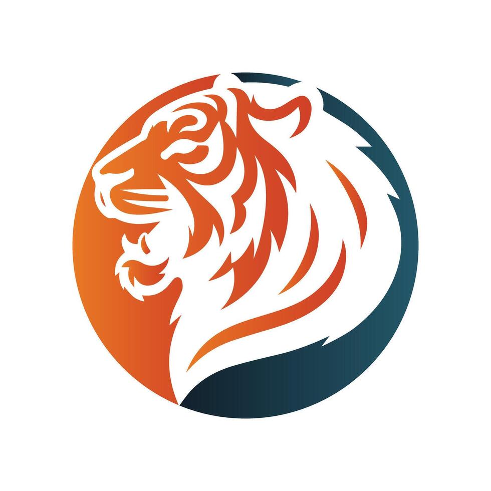 ilustração vetorial de design de logotipo de tigre rugindo vetor