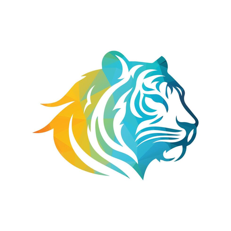 ilustração vetorial de design de logotipo de tigre rugindo vetor