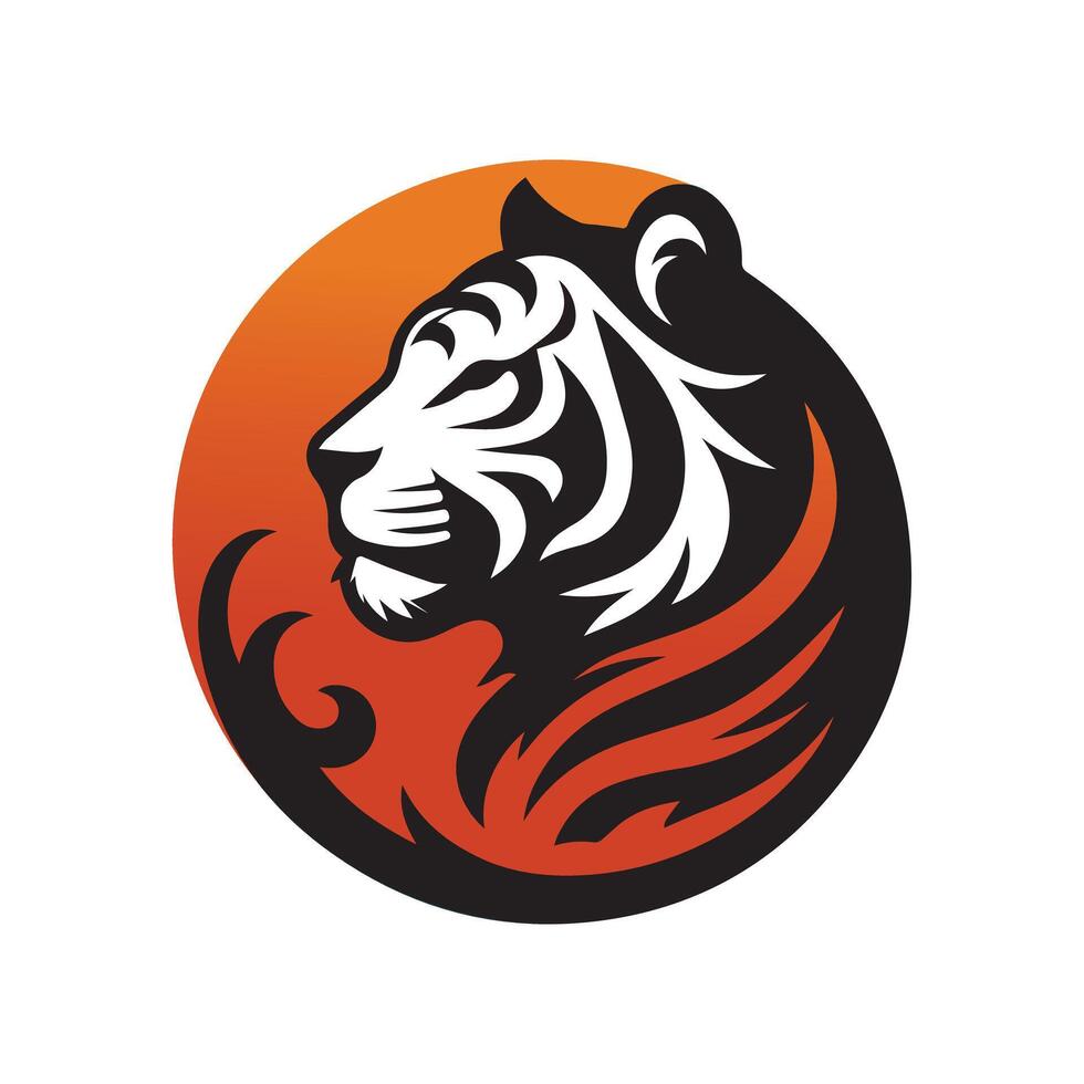 ilustração vetorial de design de logotipo de tigre rugindo vetor