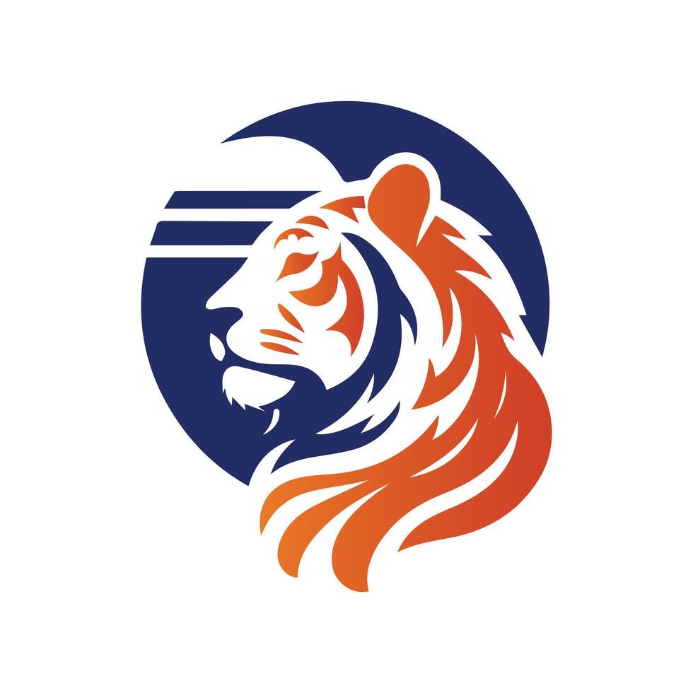 ilustração vetorial de design de logotipo de tigre rugindo vetor