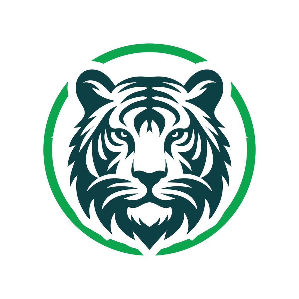 ilustração vetorial de design de logotipo de tigre rugindo vetor