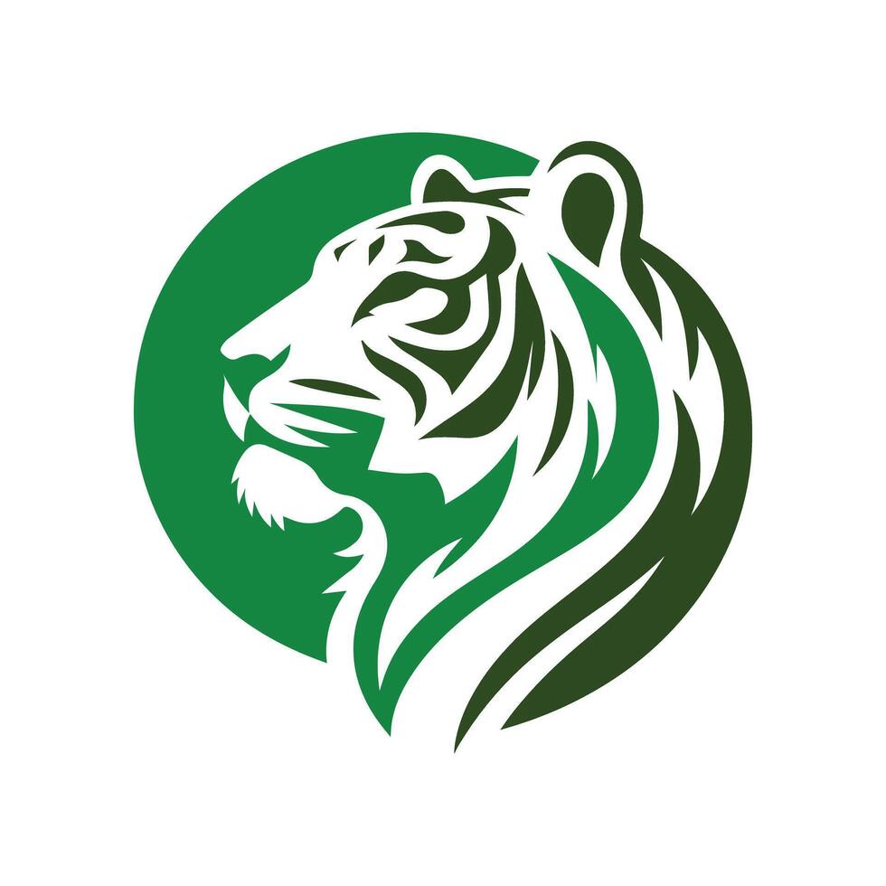 ilustração vetorial de design de logotipo de tigre rugindo vetor