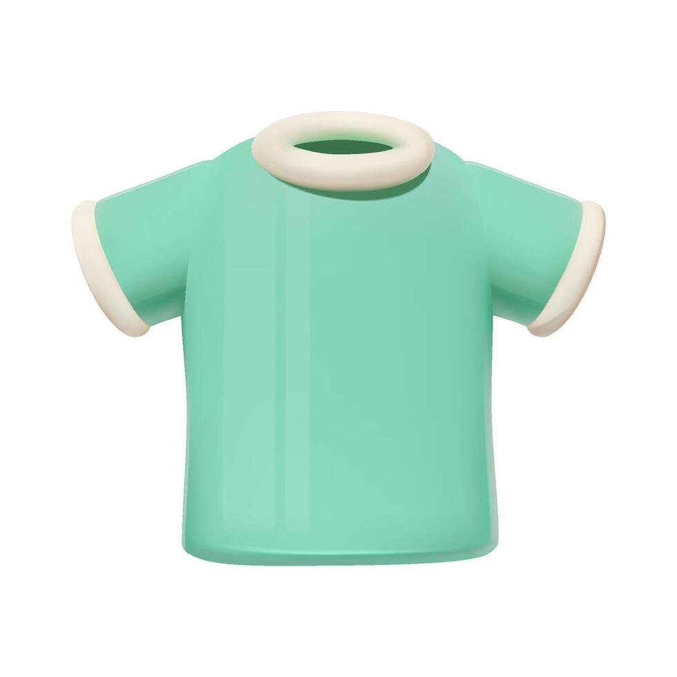 3d ilustração do uma hortelã verde camiseta ícone com uma volta pescoço em uma branco fundo. todo dia roupa. vetor