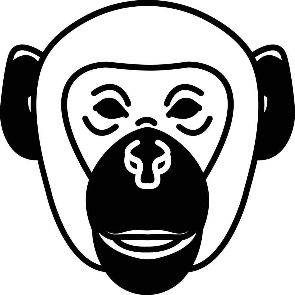 macaco face glifo e linha vetor ilustração