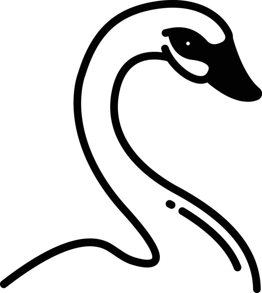 cisne pássaro glifo e linha vetor ilustração