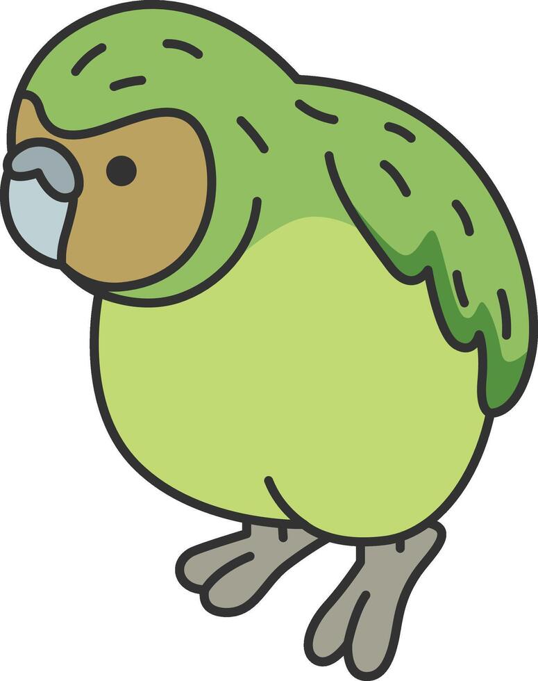 kakapo papagaio. vetor ilustração dentro rabisco estilo em branco fundo