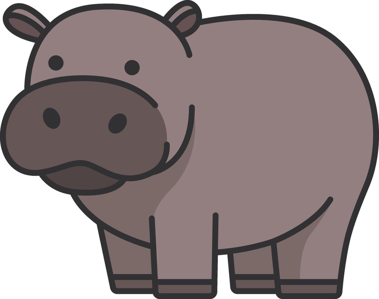 hipopótamo plano ícone em branco fundo. vetor ilustração.