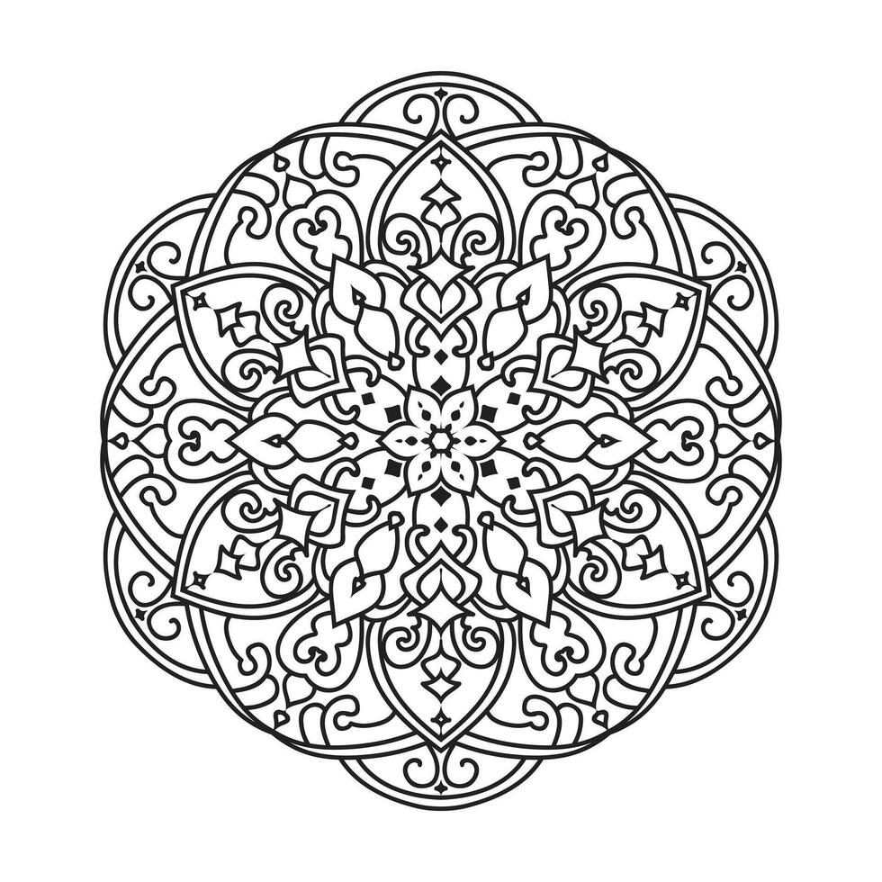 esboço mandala para coloração livro. Preto e branco mandala vetor