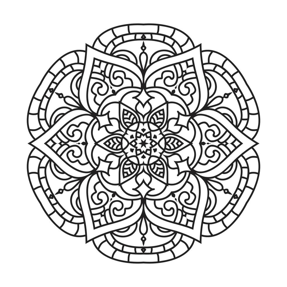 mandala preto e branco para colorir ilustração vetorial de página vetor