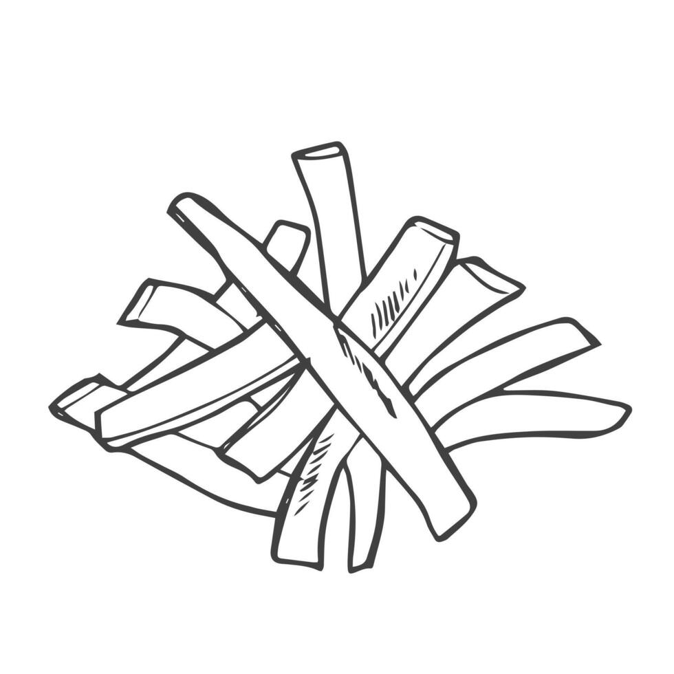 francês fritas mão desenhado esboço ilustração isolado em branco fundo para cardápio vetor