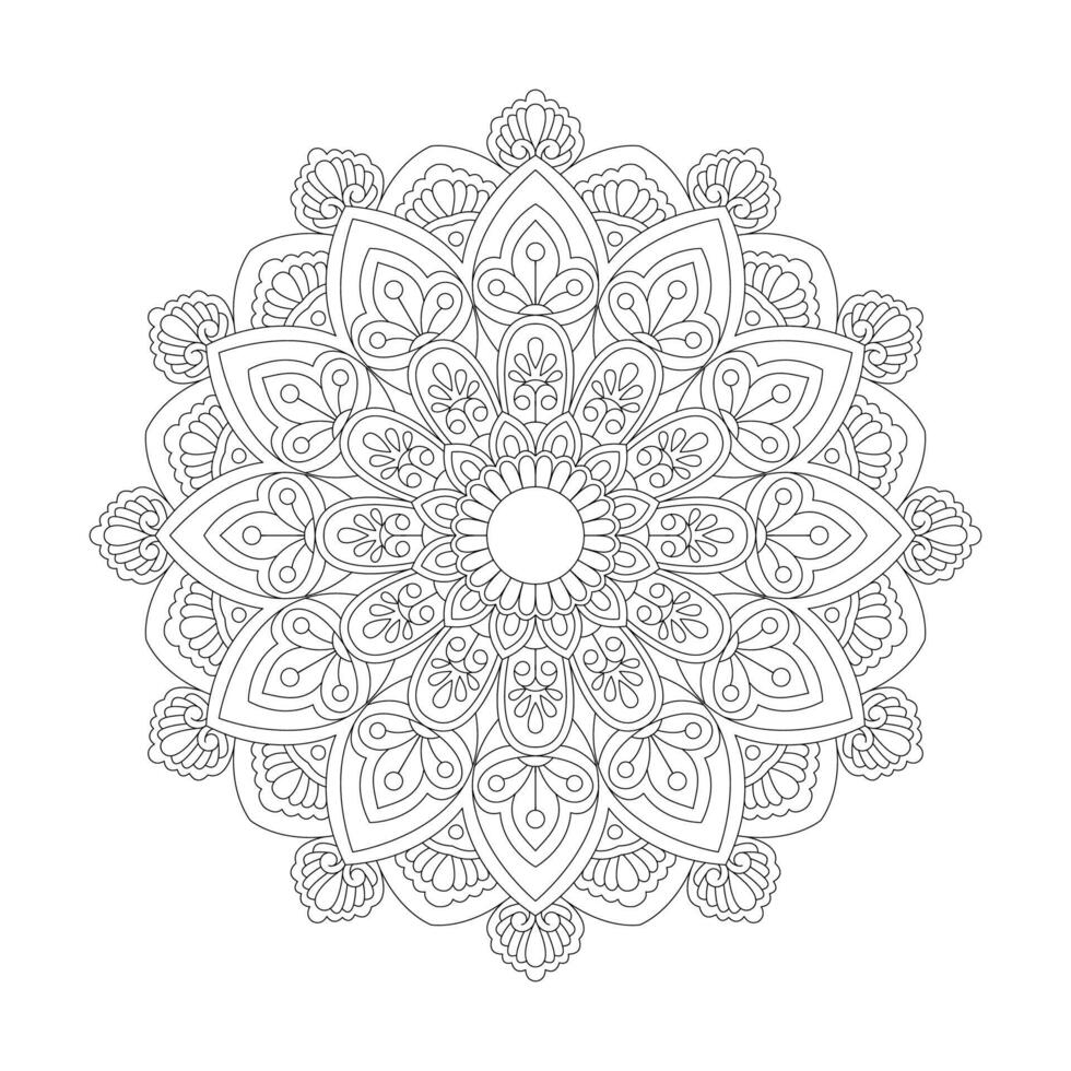 contorno mandala com rabisco e listrado padronizar para coloração livro página vetor